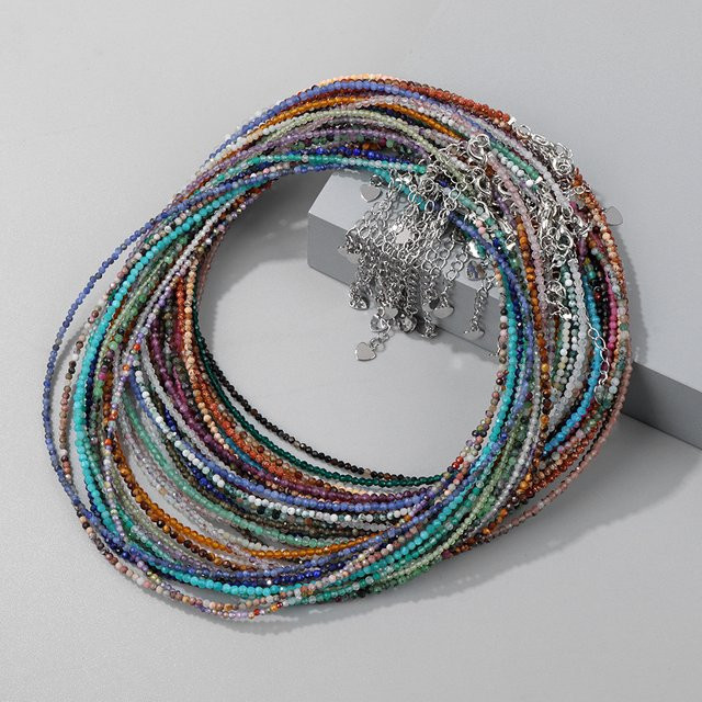 GolbalJew Halskette, Naturstein Perlen, Lapislazuli, Amethyst, Türkis, Damen - Bild 1
