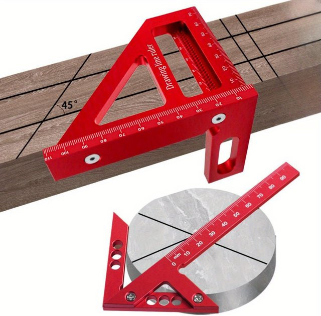 FNICEL Carpenter Square Winkelmesser Set mit Center Scribe Gauge und T-Typ Scriber in Rot - Bild 1