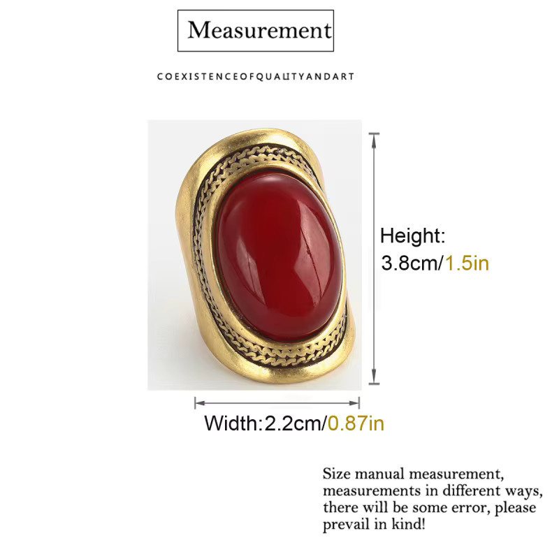 Icareu Ring, natürlicher Stein, rot, oval, Damen - Bild 2