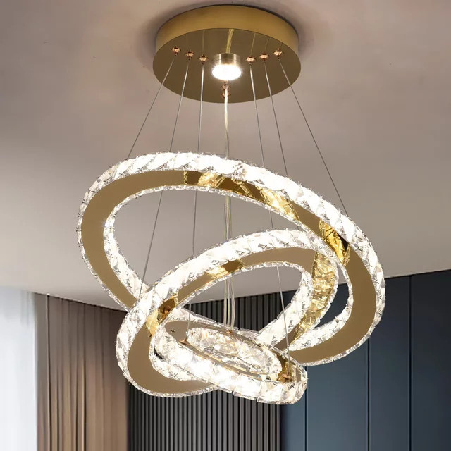 VETRULUS LED Kristall Kronleuchter in Gold/Messing mit Fernbedienung und Dimmfunktion für Wohnzimmer und Schlafzimmer - Bild 1