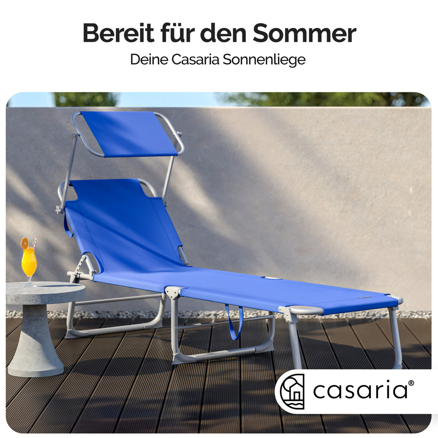 CASARIA Gartenliege Hawaii 2er-Set Blau mit Alu- und Stahlgestell sowie Sonnen canopy, B/T/H: 190 x 60 x 30 cm - Bild 2