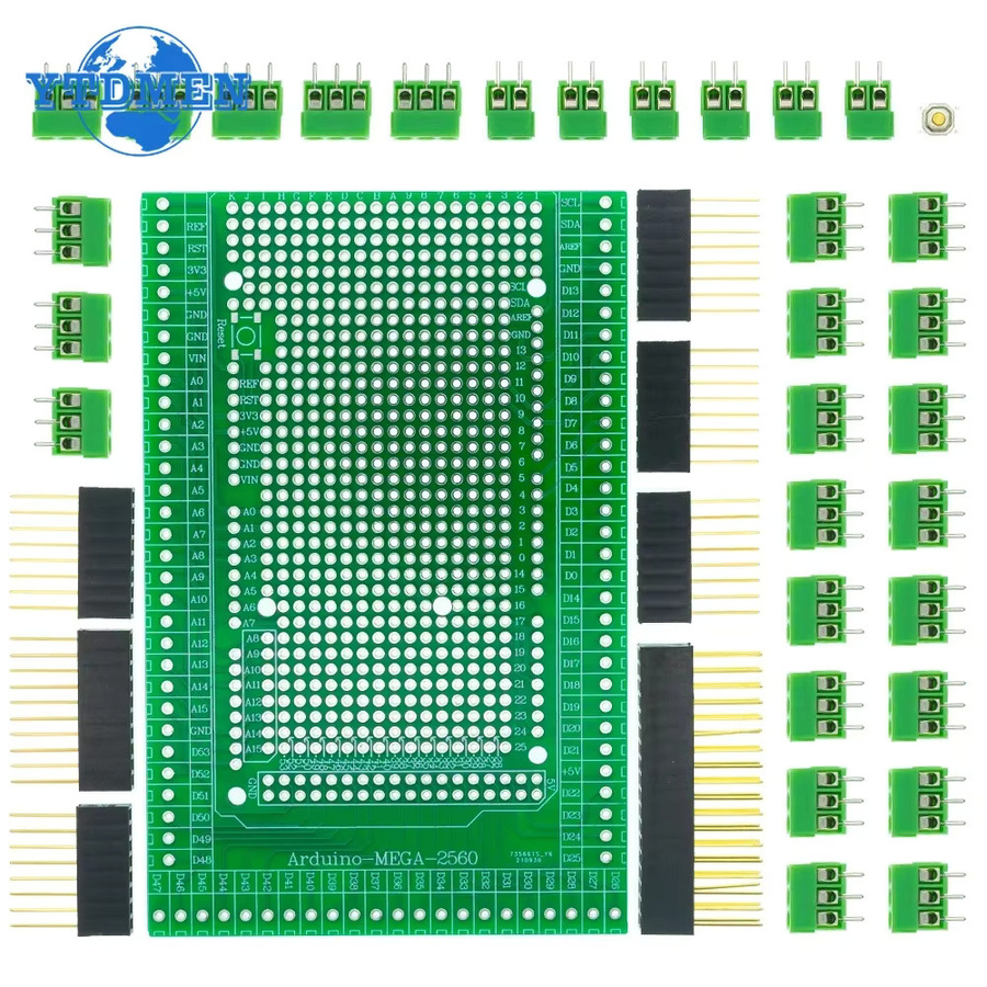 YTDMEN Prototyp-Schraubklemmenblock-Abschirmplatinen-Kit für Arduino Mega 2560 R3, doppelseitiges PCB-Kit - Bild 2