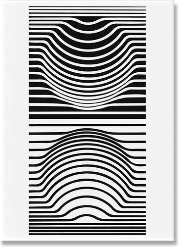 LIFENG Art Museum Victor Vasarely Ausstellungs-Kunstdruck Illusion, abstrakte geometrische Wanddekoration in Schwarz-Weiß, Breite: 70 cm, Höhe: 100 cm - Bild 1