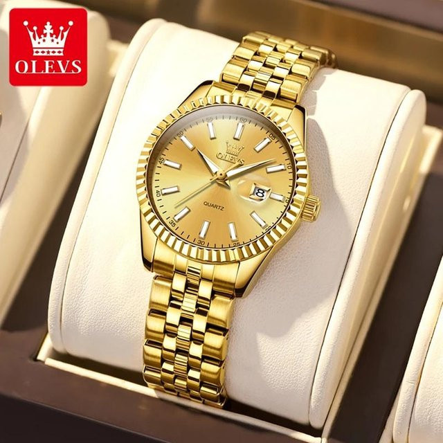 OLEVS Armbanduhr, Quarz, Edelstahl, Gold, Damen, 3 ATM - Bild 1