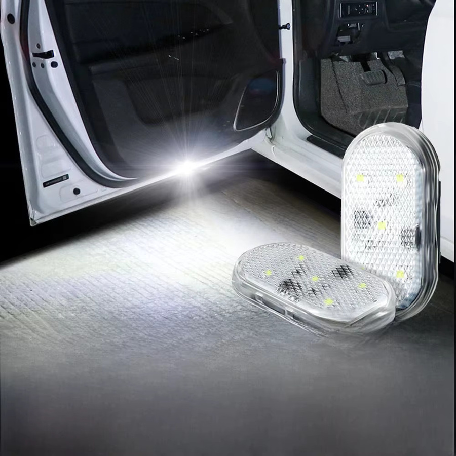 MERRYLE LED Auto Tür Licht USB aufladbare drahtlose Nachtlampe mit Magnet und Selbstklebebefestigung, Weiß - Bild 1