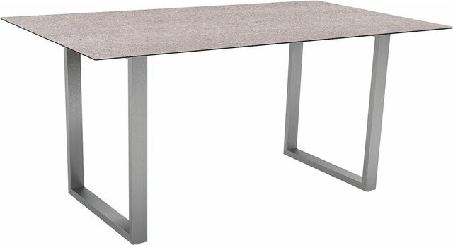 Stern Kufentisch Silverstar 2.0 Stone light mit Edelstahl Tischplatte in Grau, B/T: 160 x 90 cm - Bild 1