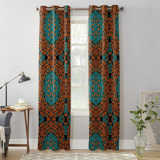 Super Six Vorhang mit geometrischem Kreis-Muster in Multicolour, modern und semi-transparent, Breite: 70 cm, Höhe: 100 cm, 2er-Set - Bild 1
