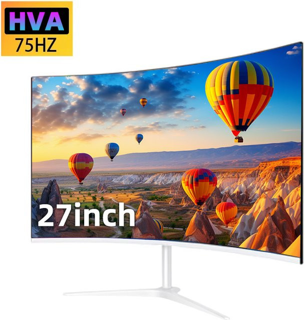 FYHXele 27 Zoll Curved Gaming Monitor Full HD 1080P mit IPS Panel, 75 Hz und 2 ms Reaktionszeit, Schwarz - Bild 1