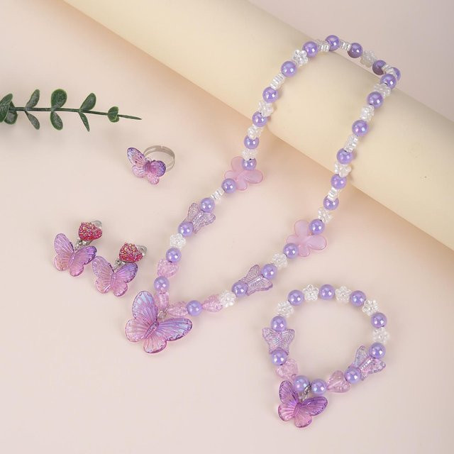 Lucky Star Jewelry Schmuck-Set Kinder, Schmetterling, Zirkonia, violett - Bild 1
