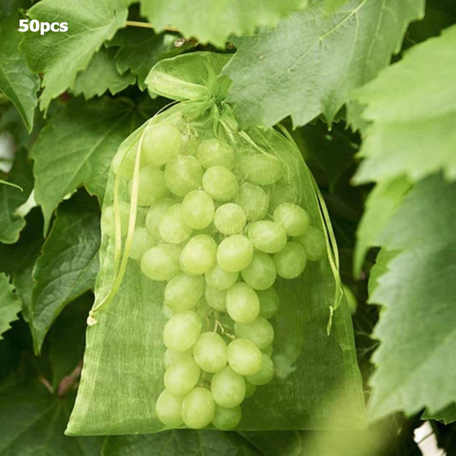 YC Direct Pflanzenschutz Netze für Obst und Gemüse, 50 Stück, Rot, Breite: 10 cm, Höhe: 15 cm - Bild 1