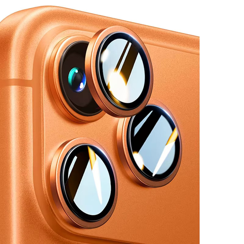 Kameraobjektivschutz aus gehärtetem Glas und Aluminiumlegierung für Apple iPhone 17 Pro Max in Orange - Bild 6