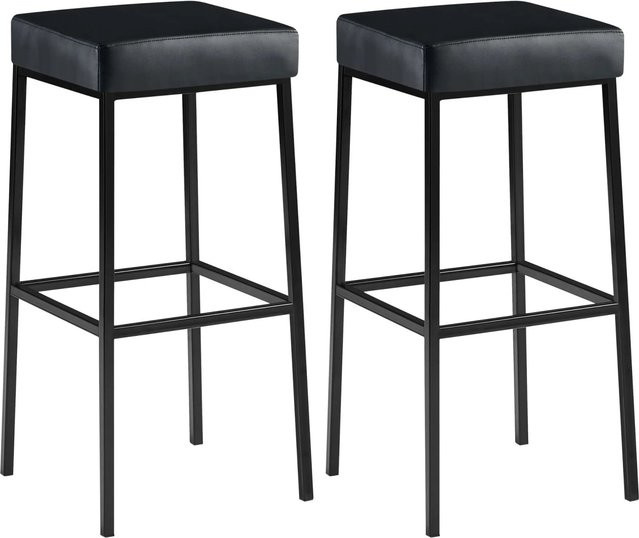 DELUKE 2er Set Barhocker BIDAN aus Kunstleder in Schwarz, B/T/H: 37 x 37 x 83 cm - Bild 1