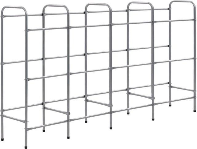 vidaXL Kistenregal für 12 Kisten aus pulverbeschichtetem Stahl in Silber, B/T/H: 190 x 33 x 116 cm - Bild 1