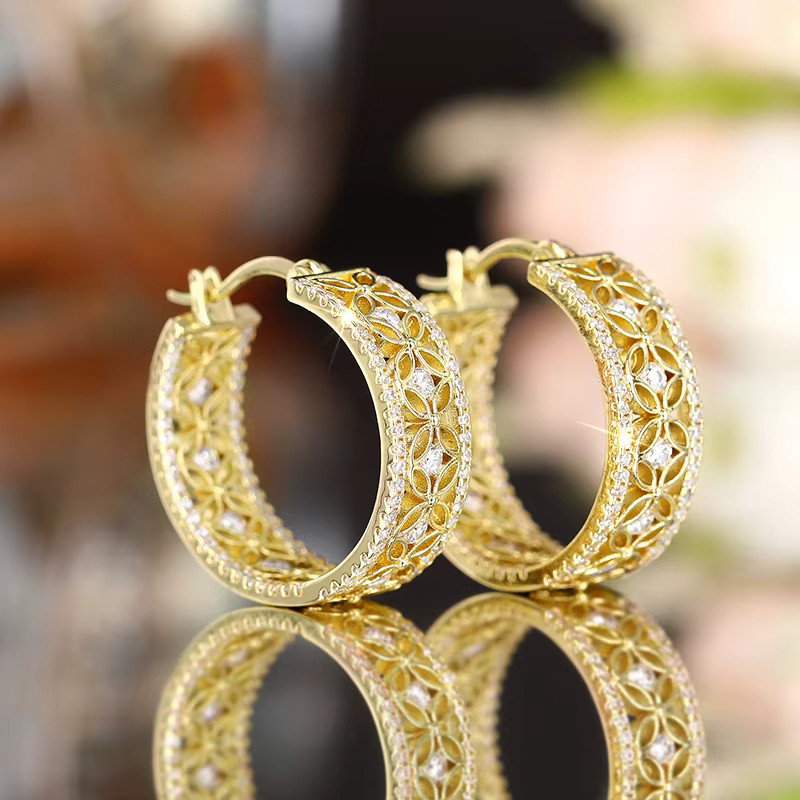 Huitan Creolen, Gold, Zirkonia, Damen - Bild 2