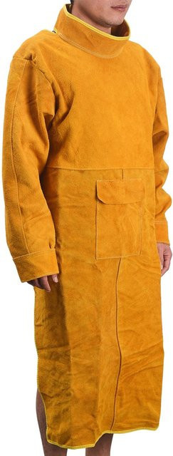 Flammenhemmende Schutzkleidung aus Rindsleder von aimo in Orange mit Stehkragen und Langarm - Bild 1