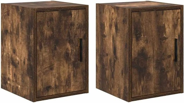 Set aus 2 vidaXL Garagen-Wandschränken aus Holzwerkstoff in Räuchereiche, Braun - Bild 1