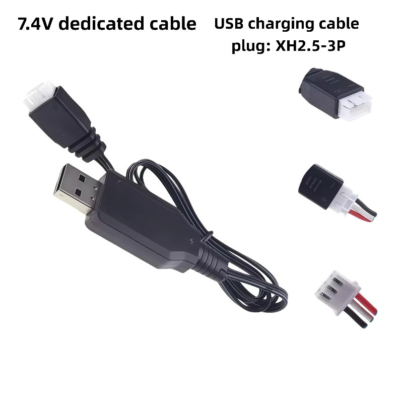 KePaQi 7,4 V Lithium-Batterie mit USB-C Ladekabel in Schwarz für Spielzeug-Fernbedienungen und Soft Bullet Guns - Bild 2