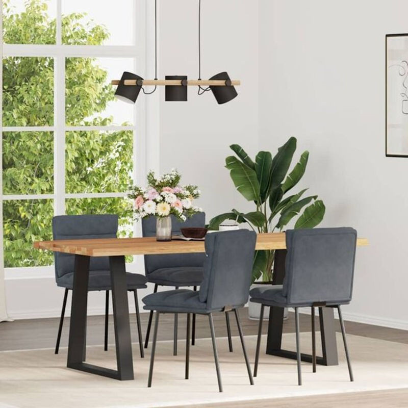 4er Set Esszimmerstühle aus Samt in Anthrazit Grau von vidaxl im modernen Design - Bild 1