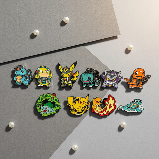 MINISO Emaille-Pin-Set, 9-teilig, Pokemon, Unisex - Bild 1