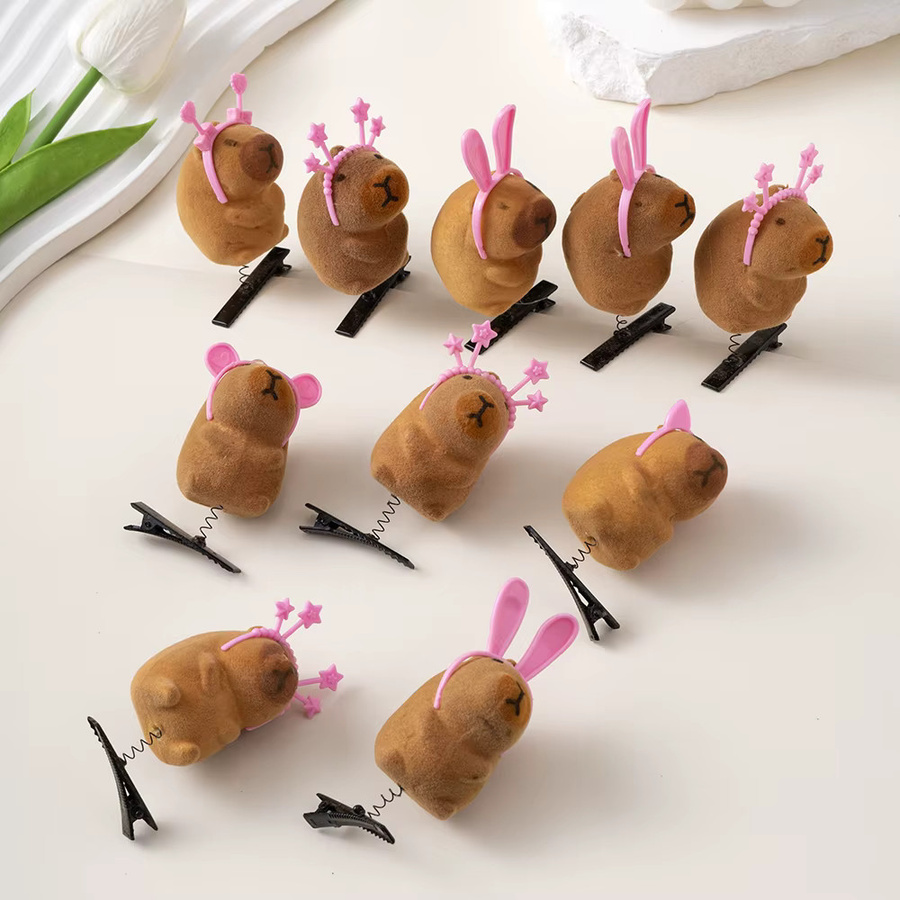 FORWOT Haar Clips, Capybara, Plüsch, 10er-Set - Bild 3
