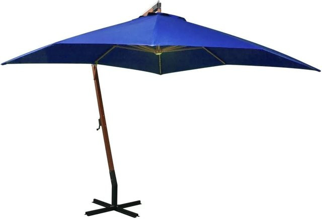 vidaXL Ampelschirm mit Mast in Azurblau aus Massivholz Tanne und Polyester, Durchmesser: 300 cm, Höhe: 280 cm - Bild 1