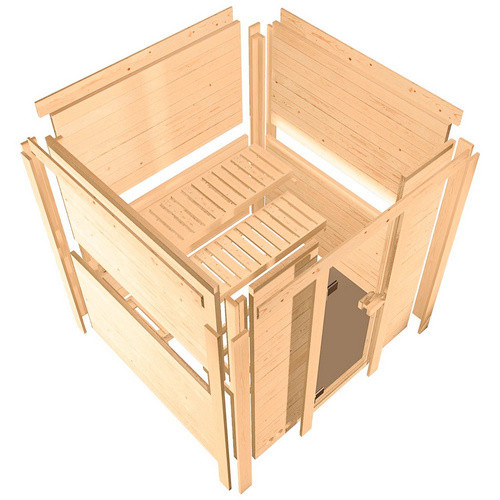 Karibu Sauna Sindi für 4 Personen mit 9 kW Saunaofen und externer Steuerung, beige - Bild 2