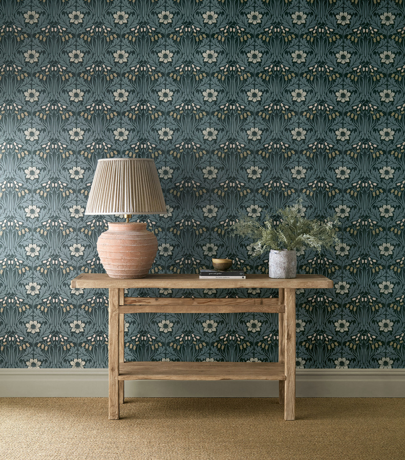 Morris & Co Tapete Woodbell & Anemone in Indigo Blau - Bild 1