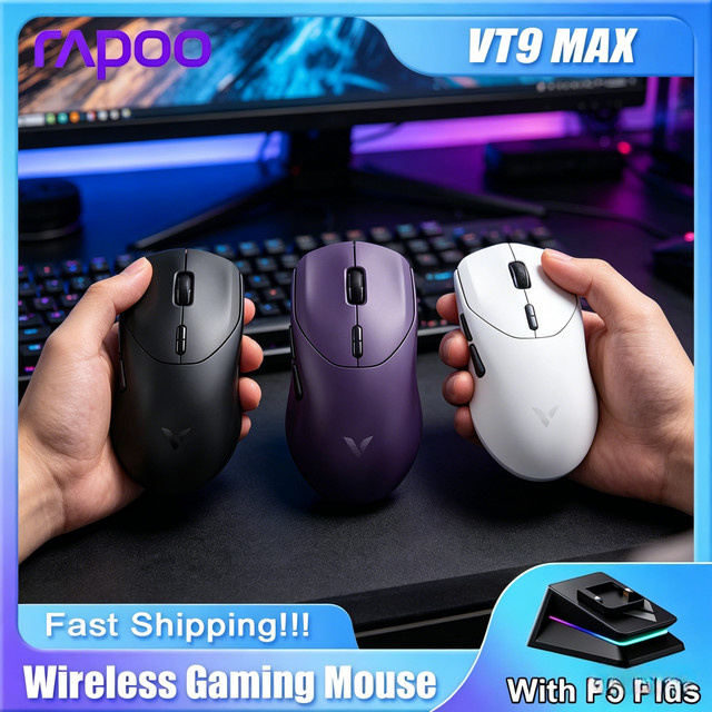 Rapoo VT9 MAX GEN-2 Ergonomische kabellose Gaming-Maus für PC in Schwarz oder Weiß - Bild 1