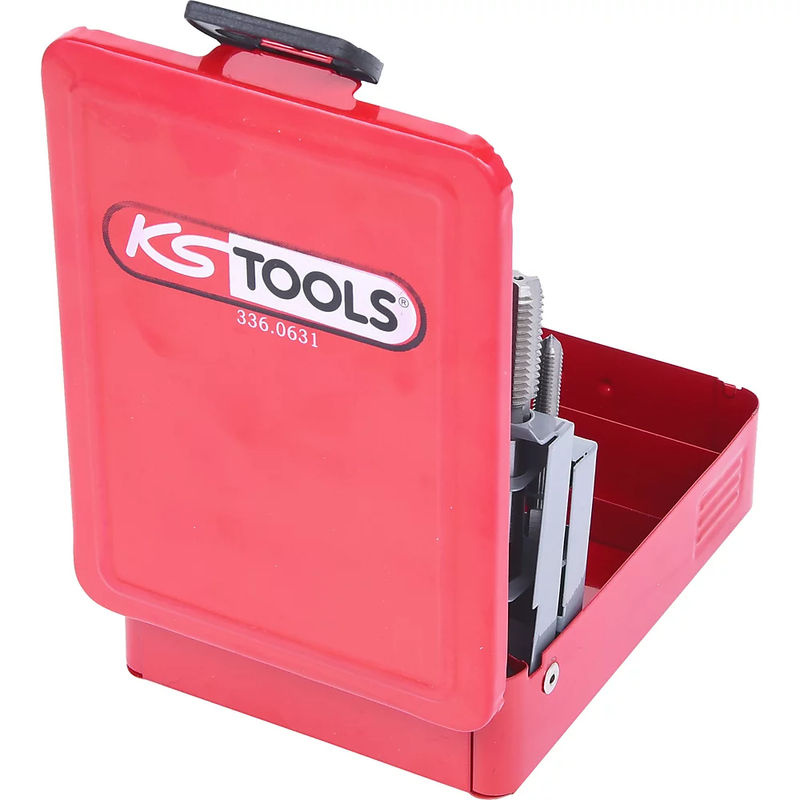 KS Tools HSS CO Handgewindebohrer-Satz M3-M12 in der Stahlblechkassette, 21-teilig, rot - Bild 2