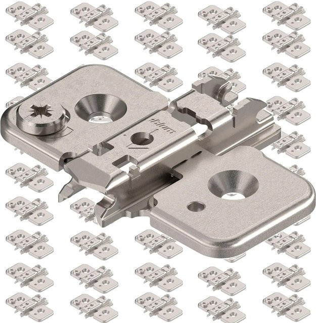Blum Clip On Kreuzmontageplatte mit Exzenter-Höhenverstellung, 50 Stück, vernickelt, Silber - Bild 1