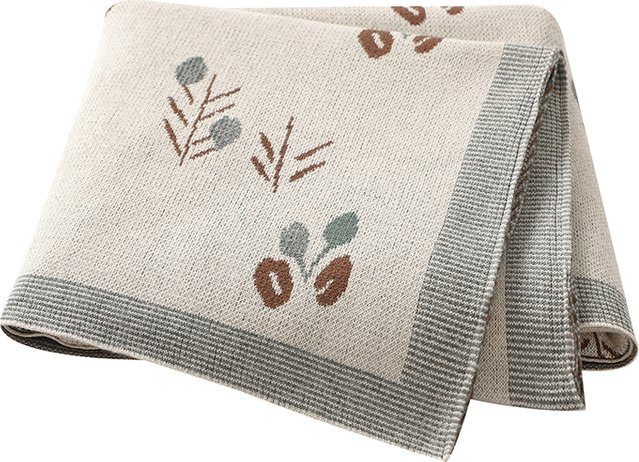 mimixiong Strickdecke aus Baumwolle für Babys und Neugeborene, atmungsaktive Babydecke für Kinderwagen und Stubenwagen, B/B: 100 x 80 cm - Bild 1