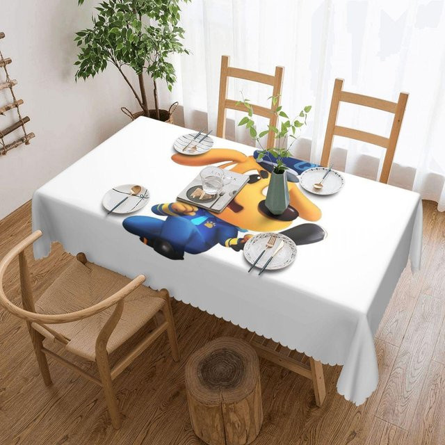 JINGYUE Pet Sheriff Labrador Personalisierte Rechteckige Tischdecke, Ölbeständig und Wasserabweisend, Weiß, B: 137 cm, T: 183 cm - Bild 1