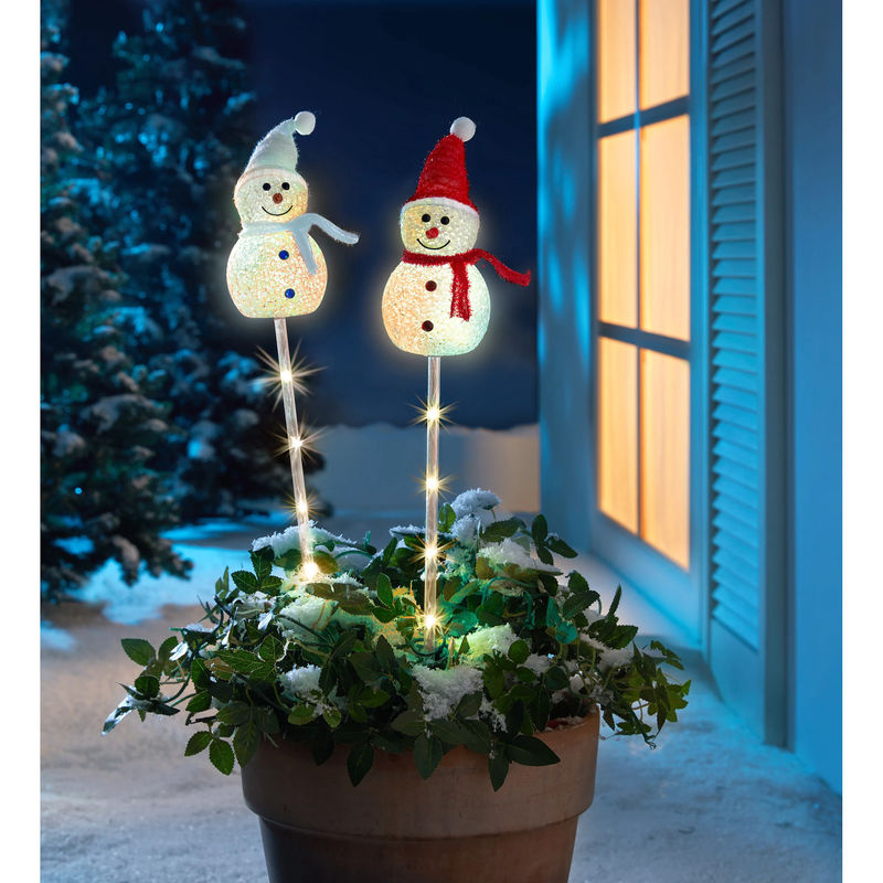 Solar-Gartenstecker Schneemänner, 2 Stück - Bild 2