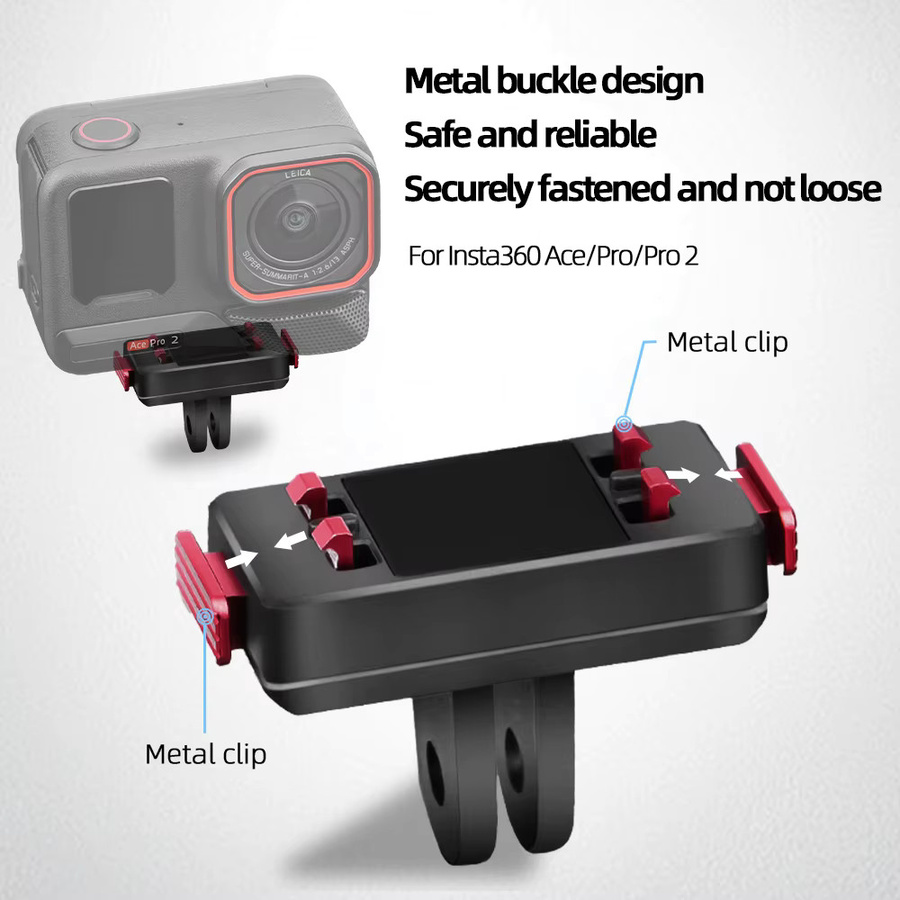 Magnetische Schnellwechselhalterung Insta360 Adapterbasis mit sicherem Klauenverschluss für X6, X5, X4 Air, Ace Pro und Pro2 in Schwarz - Bild 2