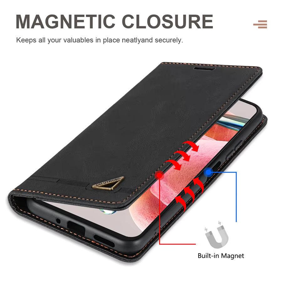 Lederne Brieftasche-Schutzhülle mit Anti-Diebstahl-Funktion und magnetischem Flip-Cover für Xiaomi Redmi Poco Modelle in Schwarz oder Rot - Bild 4