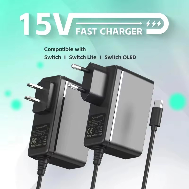 USB-C Netzteil AC Adapter Ladegerät für Nintendo Switch, OLED und Lite in Schwarz - Bild 5