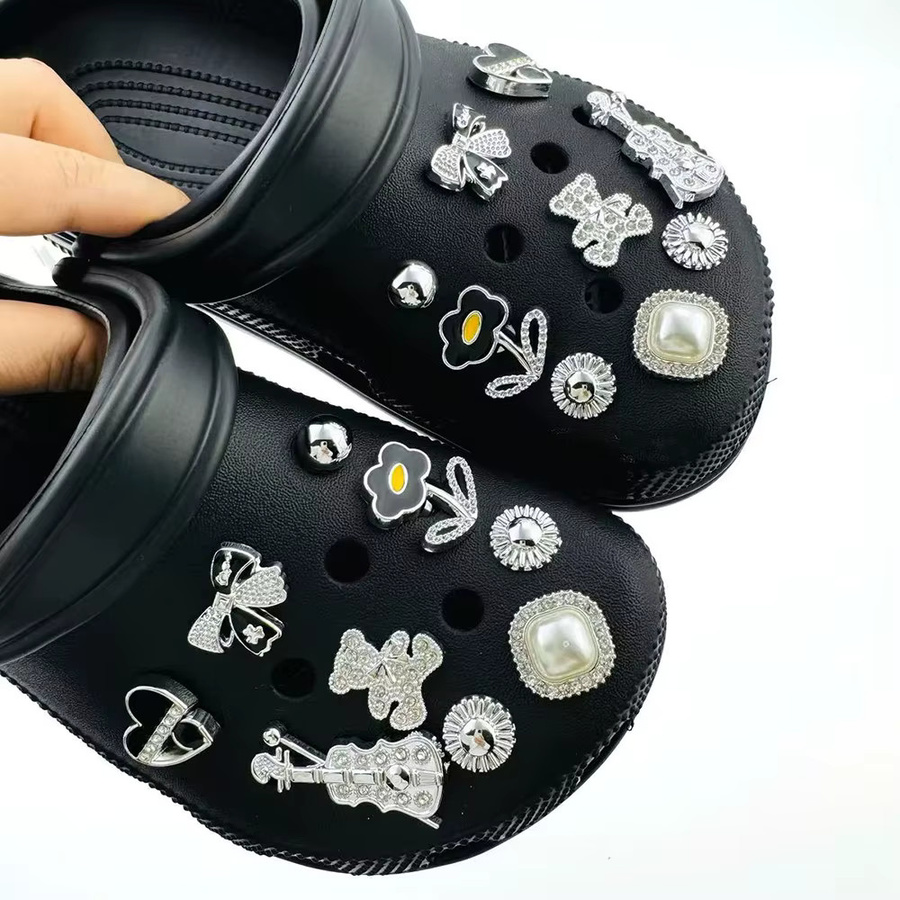 Schuh Charms Set FHLDING, Silber, Perle, Bär, Violine, Bogen, Blume - Bild 4
