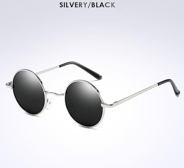 AORON Sonnenbrille, rund, Vollrand, Metall, silber, Unisex, polarisiert - Bild 1