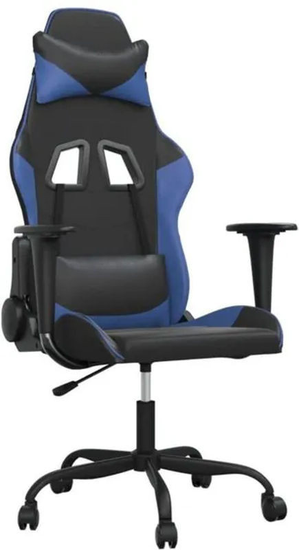 vidaxl Gamingstuhl mit Massagefunktion in Schwarz/Blau aus Kunstleder - Bild 1