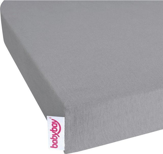 Babybay 2er-Pack Jersey-Spannbetttücher Deluxe für Beistellbett Original, Farbe: Grau, Muster: Sterne - Bild 1
