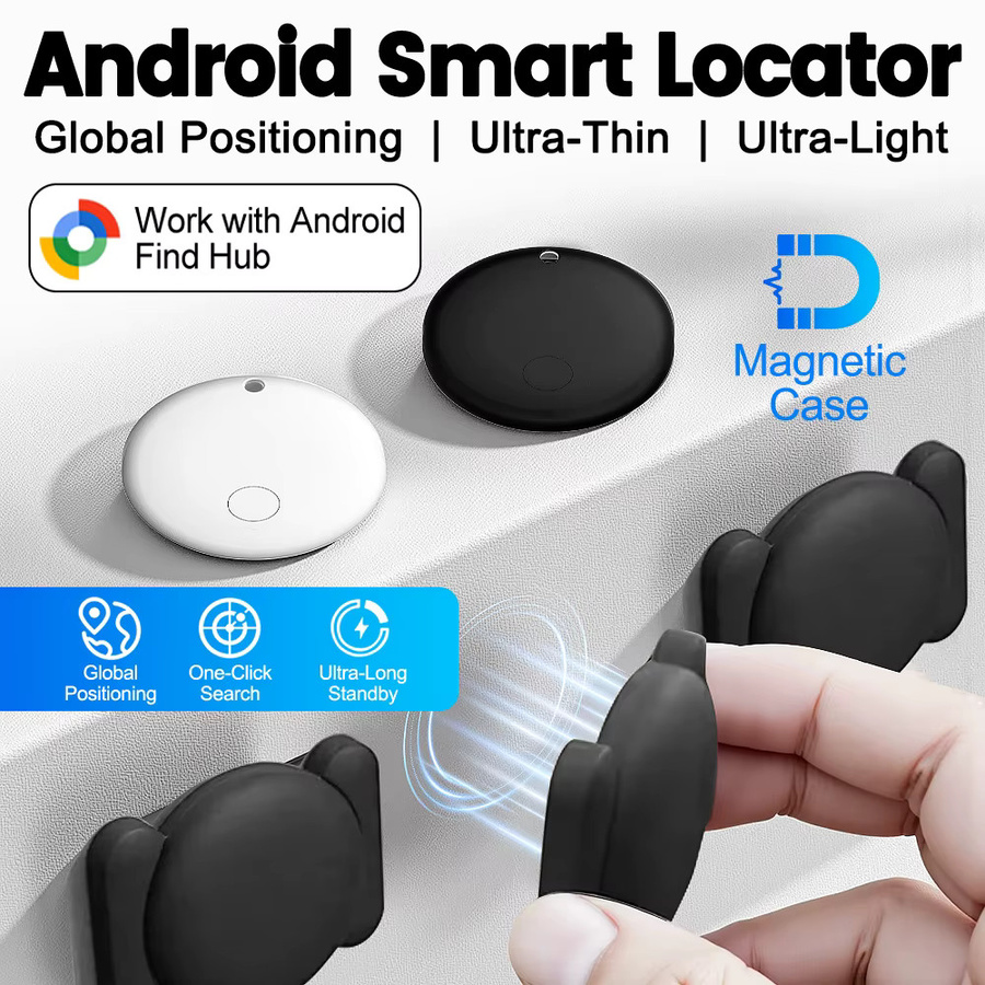 Google Find Hub Mini-GPS-Ortungsgerät für Android mit Silikonhülle und Magnet, Schwarz - Bild 2