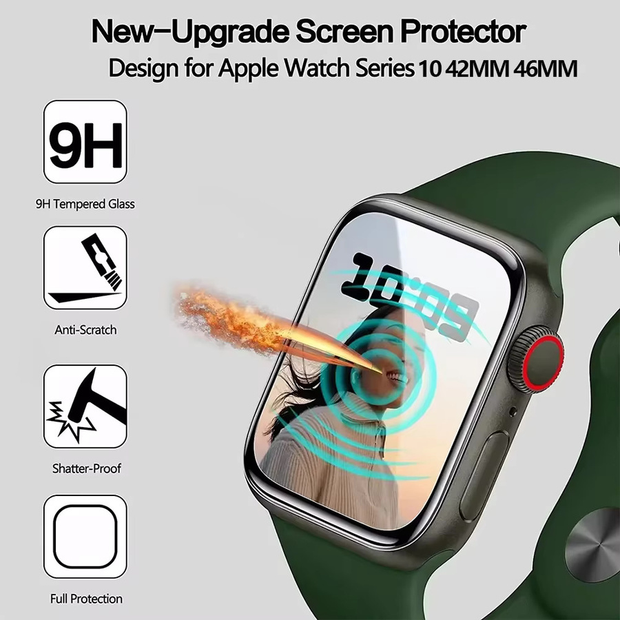 Mptionx Displayschutzfolie für Apple Watch Serie 10, 42mm, 46mm, transparent - Bild 3