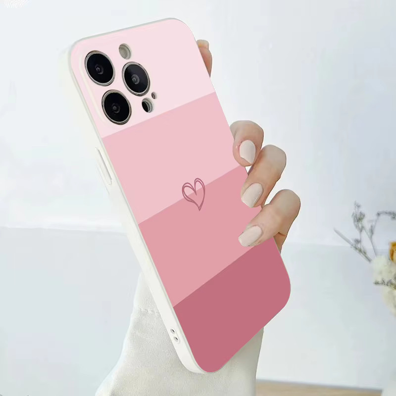 Bunte Liebesherz Silikonhülle für Apple iPhone (verschiedene Modelle), stoßfest, Mehrfarbig/Pink - Bild 3