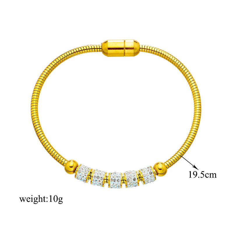 DIEYURO Armband, 316L Edelstahl, Gold Farbe, Strass, Perlen, Damen - Bild 2