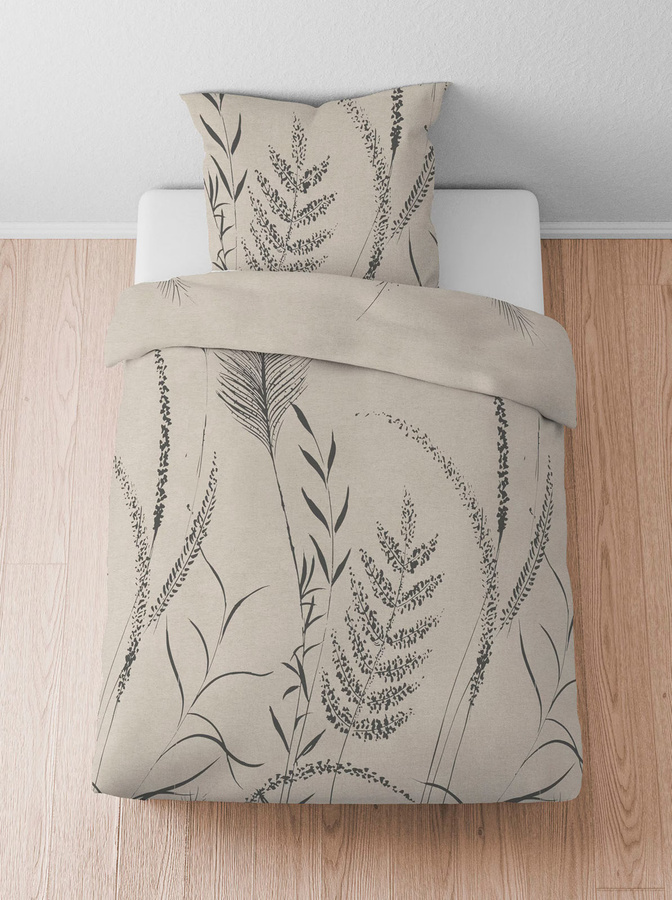 Biberna Bettwäsche aus Baumwolle in Flannelette-Qualität, Floral Design, Beige, Breite: 155 cm, Länge: 220 cm - Bild 2