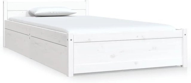 vidaXL Singlebett mit Schubladen aus Kiefernholz in Weiß - Bild 1