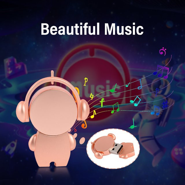 JASTER USB-Flash-Laufwerk Metal Music Man in Pink mit 128 GB Speicherplatz - Bild 1