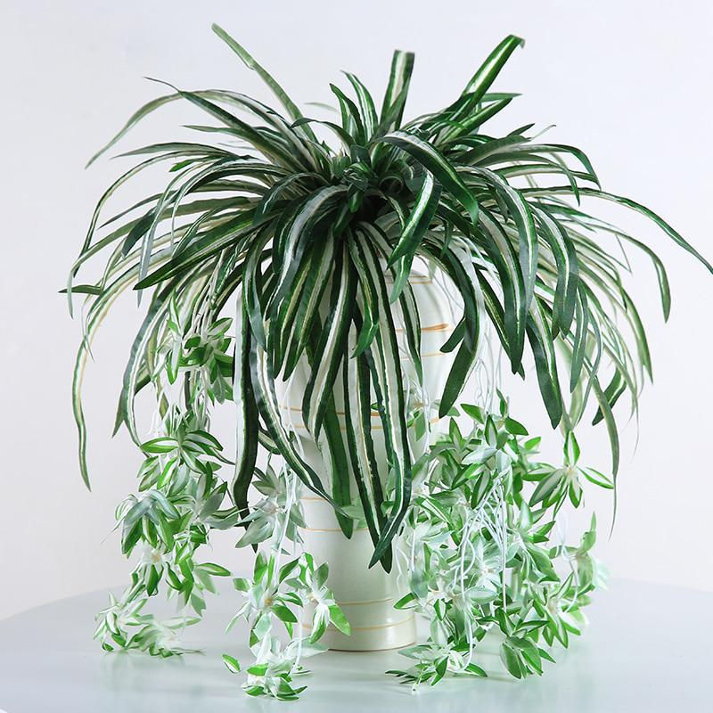 Homelife03 Künstliche Chlorophytum Hängepflanze in Grün, 65 cm Wandbehang aus Kunststoff - Bild 2