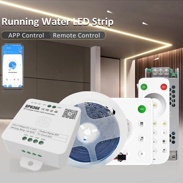 BanlaX WS2811 LED-Streifen mit Pferd-Lauf-Effekt, 24 V, 2835 LEDs, 120 LEDs/m, Cool White, APP-Steuerung, sequentielle Wasserdurchfluss-Beleuchtung für deine Raumdekoration - Bild 1