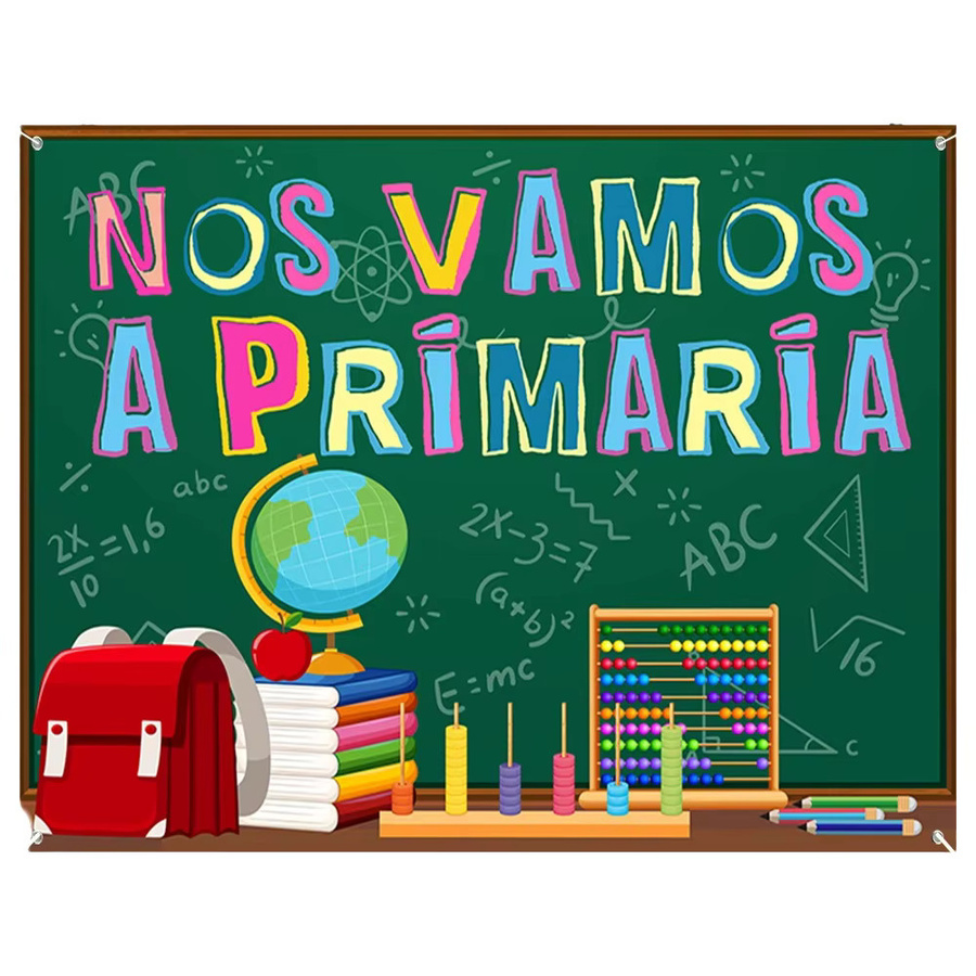 OURFETE Spanischer Grundschul-Hintergrund Nos Vamos A Primaria mit grüner Tafel zur Klassenzimmerdekoration in Grün und Multicolour - Bild 4